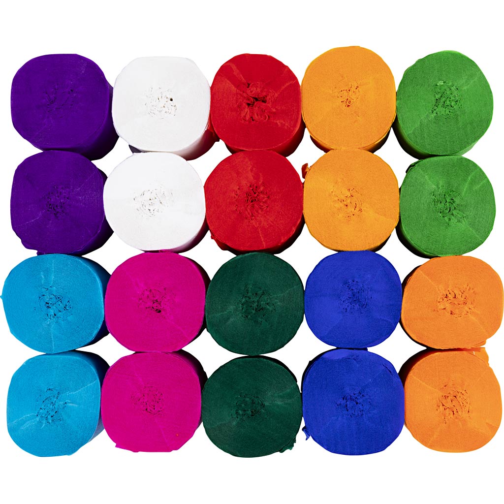 Rollos de papel crepé colores surtidos L: 20 m 22 g — 20 m
