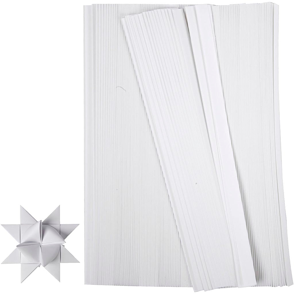 Tiras de papel para estrellas blanco ⌀ 4.5 cm — 500 tiras