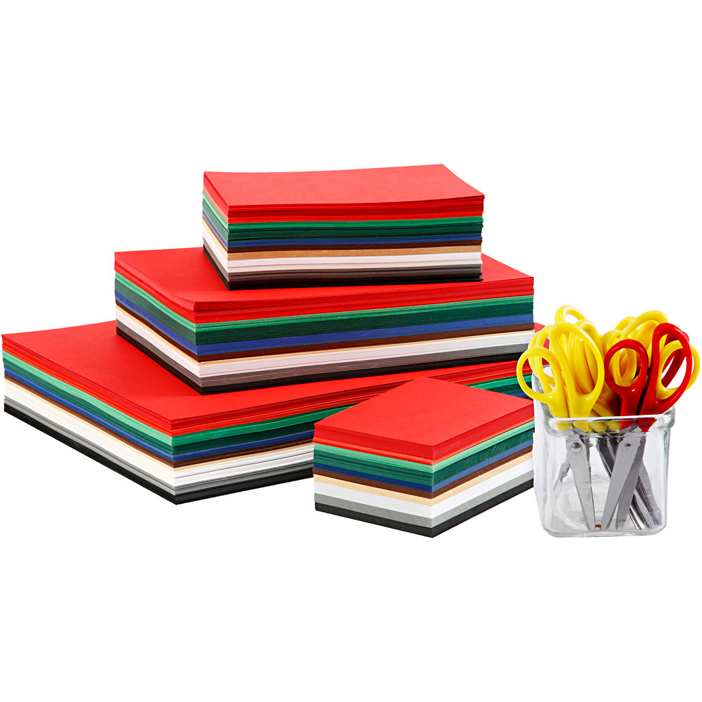 Cartulina navideña con tijeras colores surtidos A3 180 g — 1 set