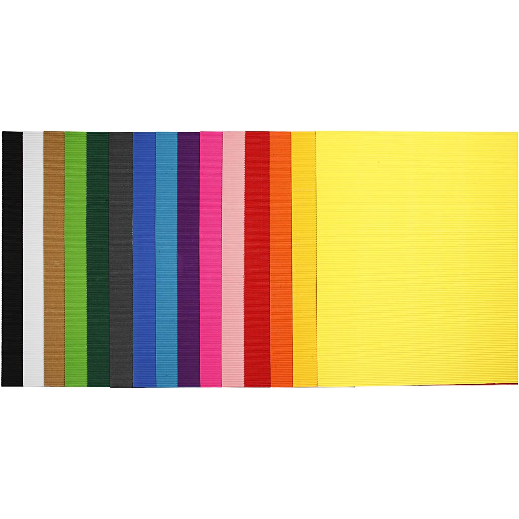 Cartón ondulado colores surtidos 50x70 cm 80 g — 15 hojas (1 pack)