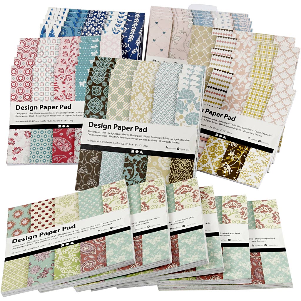 Bloc de papel decorado colores surtidos 15.2x15.2 cm 120 g — 6x10 ud (1 pack)