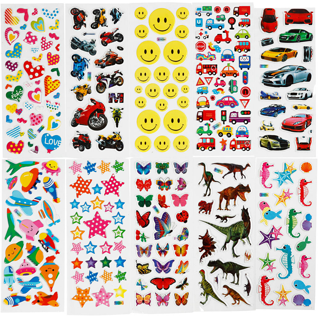Pegatinas 3D 7x17 cm — 20 hojas (1 pack)