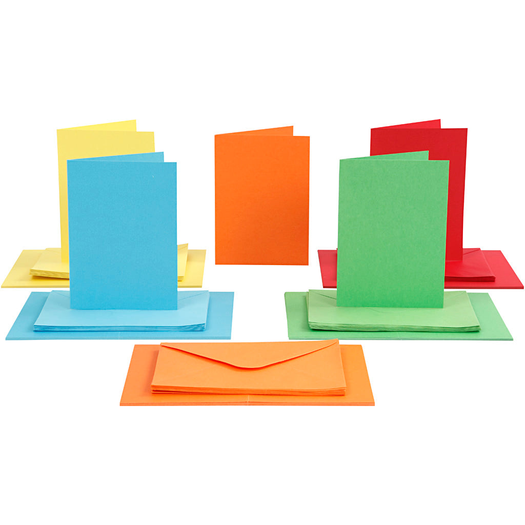 Set de tarjetas y sobres colores surtidos 10.5x15 cm 220 g — 50 set (1 pack)