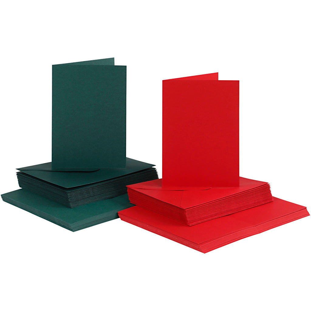 Set de tarjetas y sobres verde 10.5x15 cm 230 g — 50 set (1 pack)