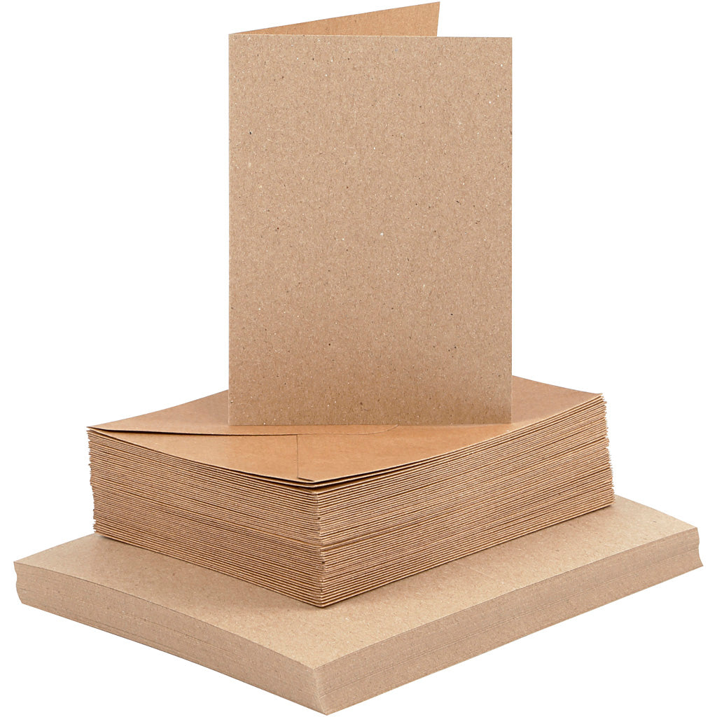 Set de tarjetas y sobres natural 10.5x15 cm — 50 set (1 pack)