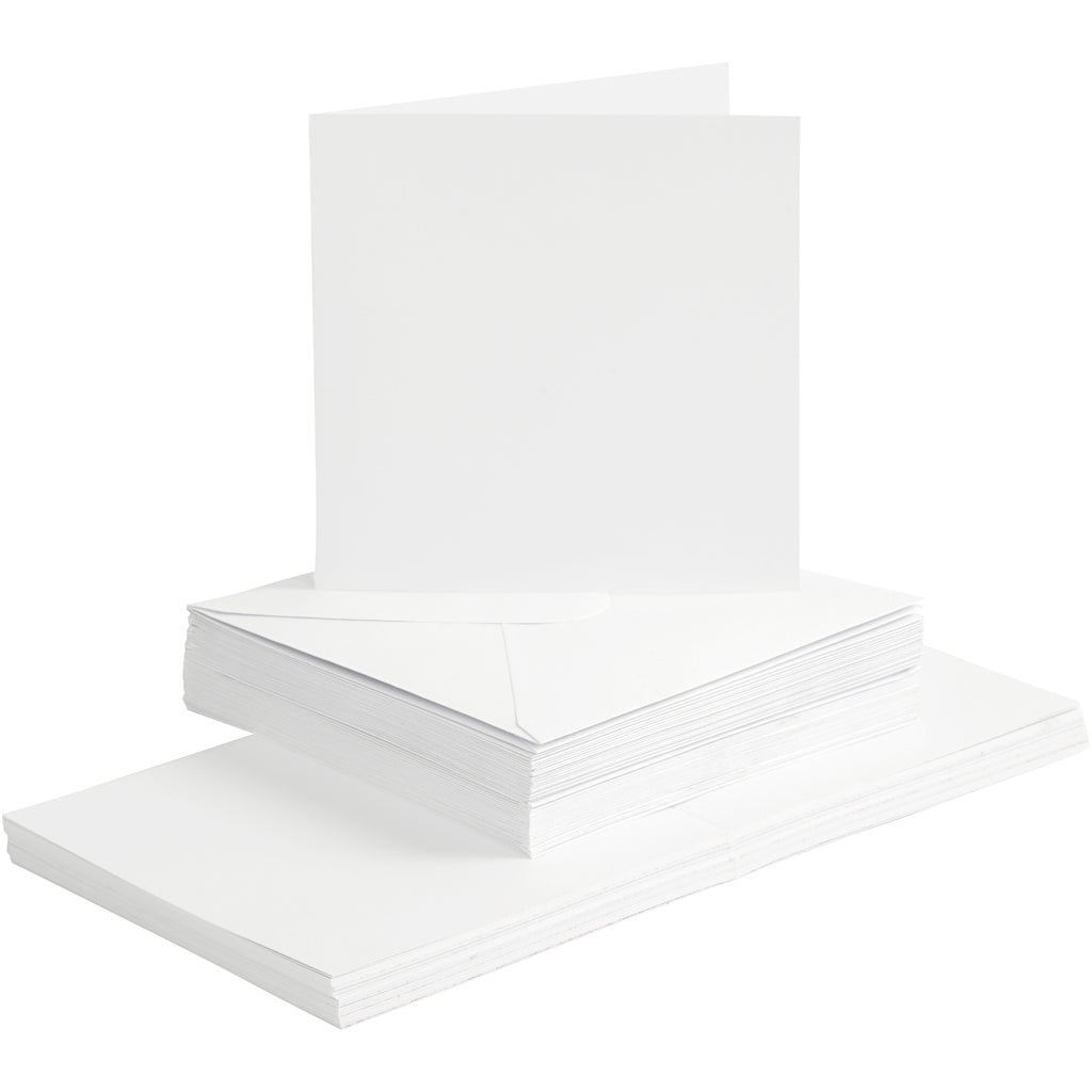 Set de tarjetas y sobres blanco 15x15 cm 240 g — 50 set (1 pack)