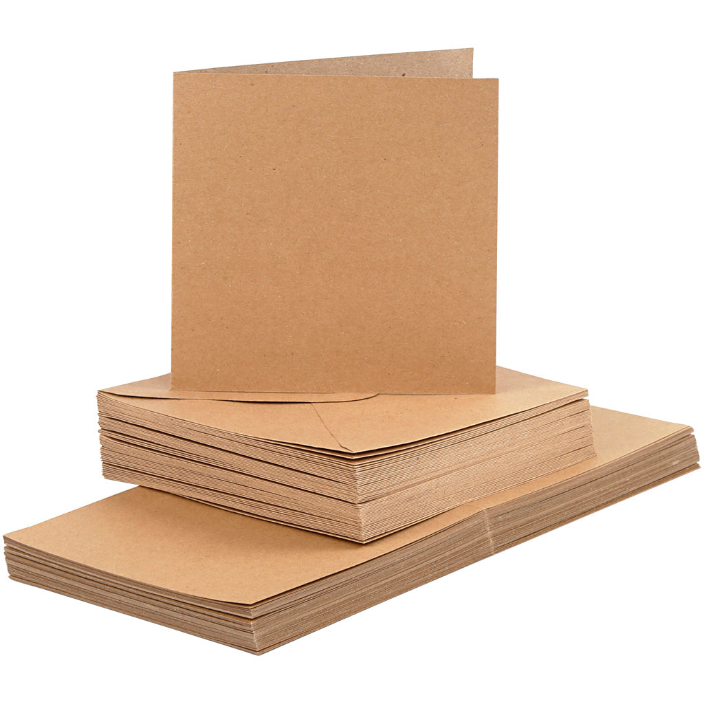 Set de tarjetas y sobres natural 15x15 cm 240 g — 50 set (1 pack)