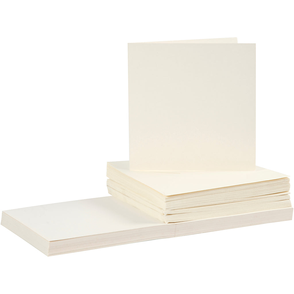Set de tarjetas y sobres hueso 15x15 cm 220 g — 50 set (1 pack)