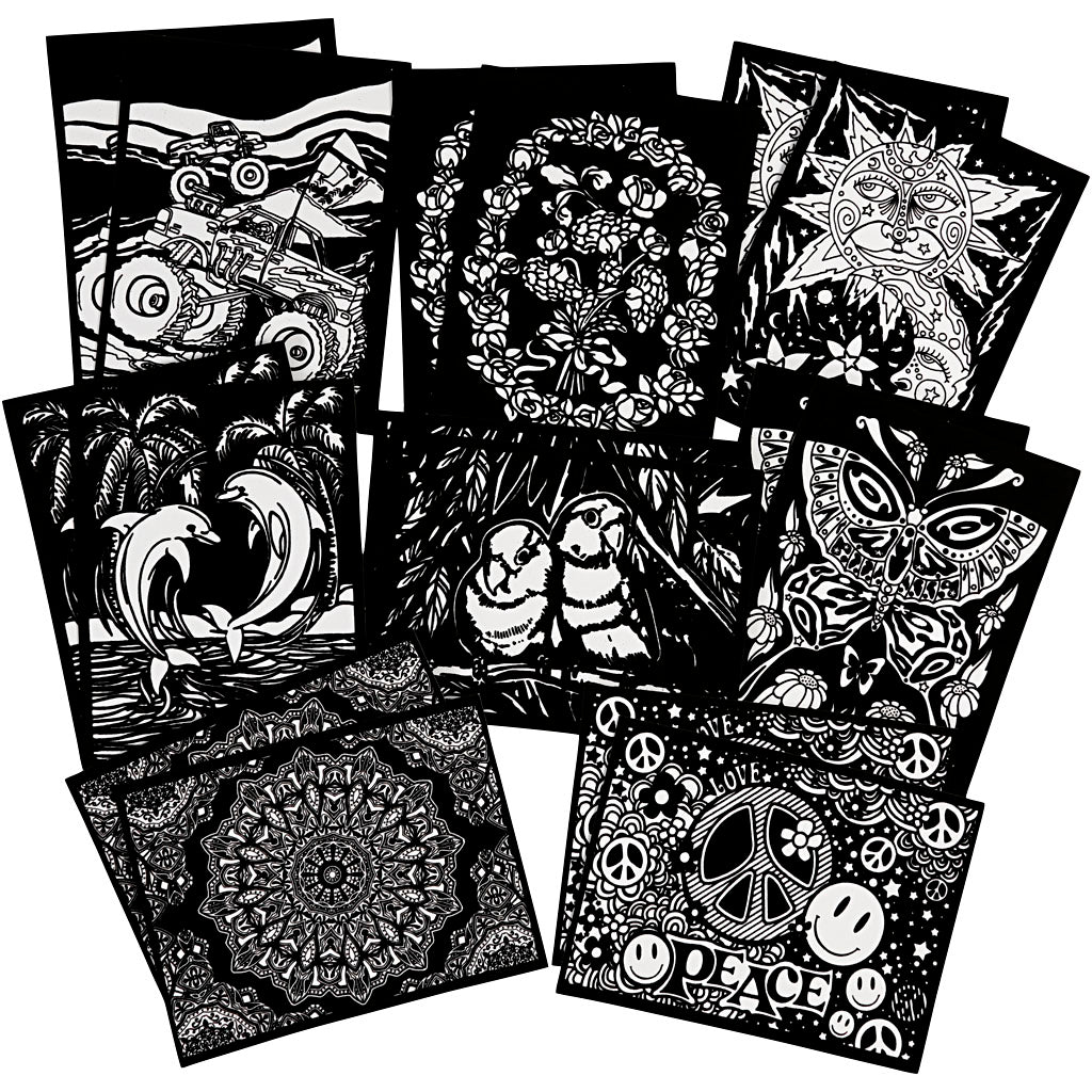 Láminas de terciopelo para colorear 25x19 cm — 16 ud (1 pack)