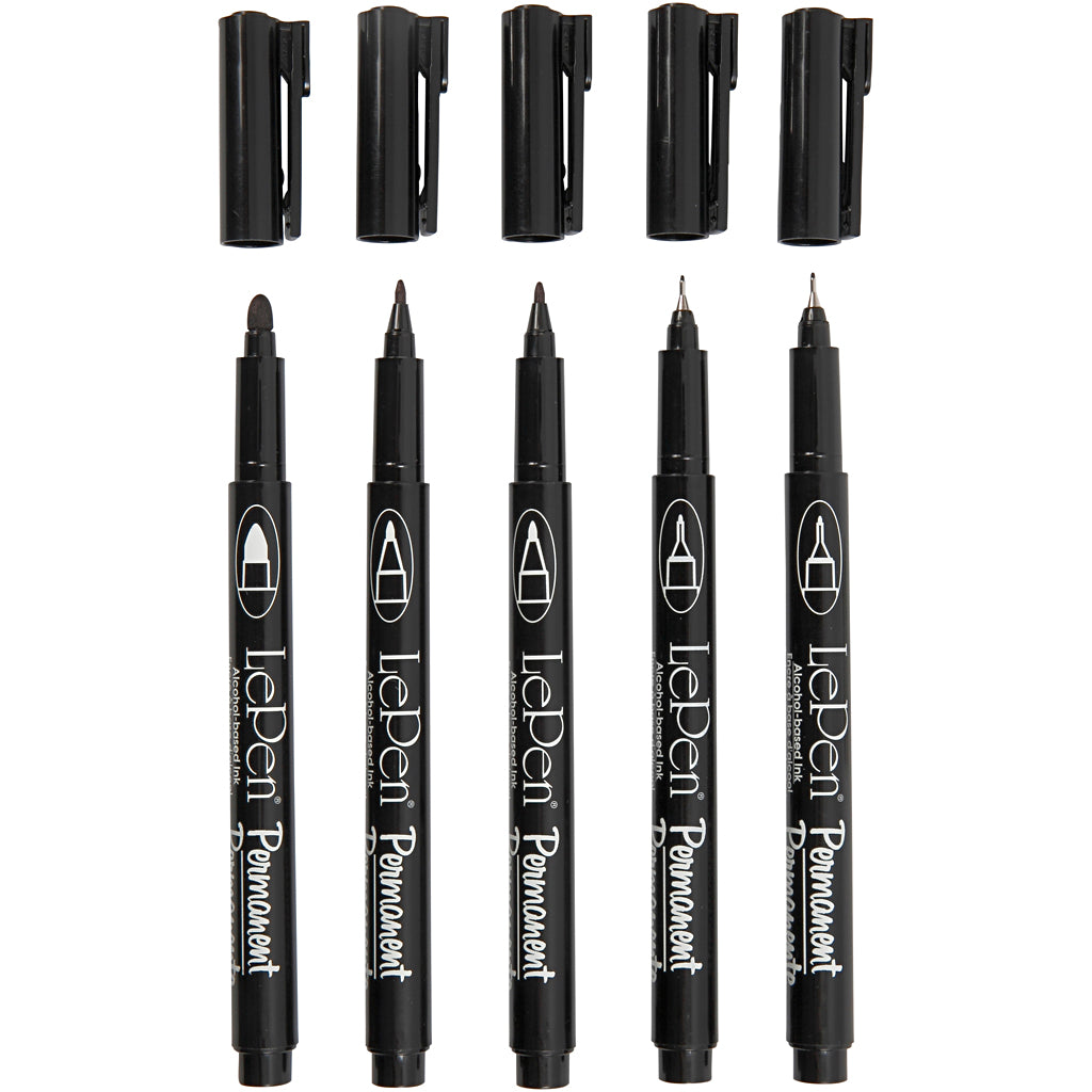 Rotuladores permanentes negro — 5 ud (1 pack)