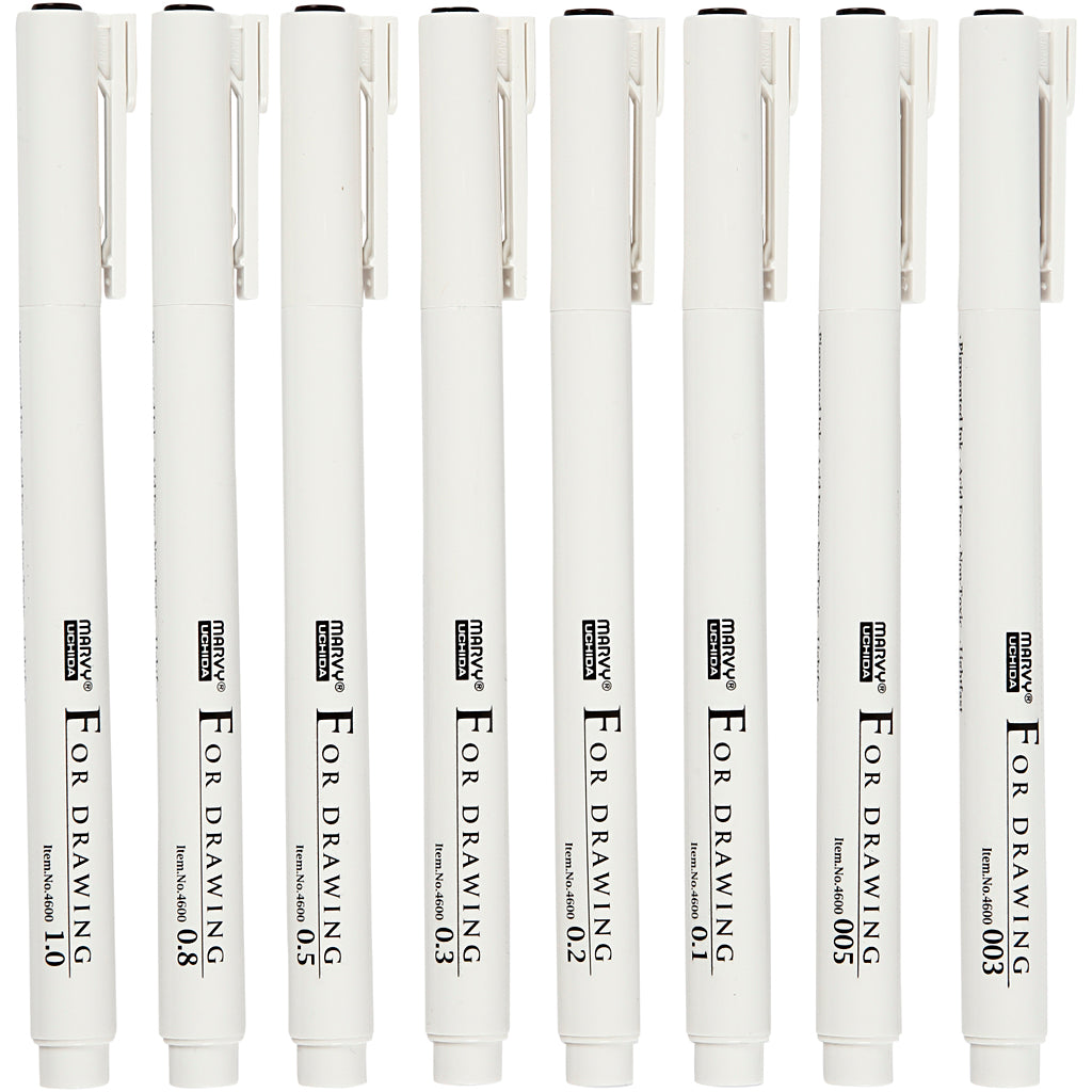 Rotuladores de línea fina negro — 8 ud (1 pack)