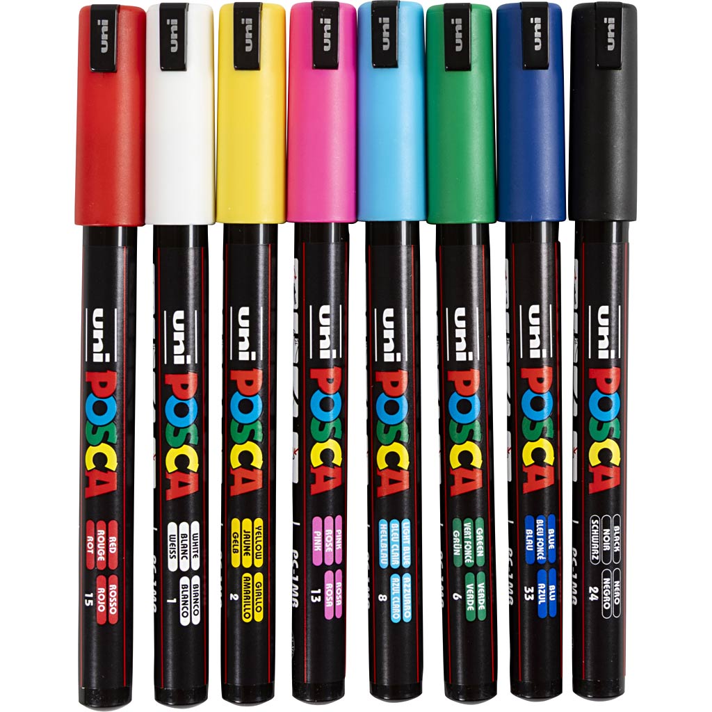 Rotulador Posca PC-1MR punta extra fina línea 0.7 mm — 8 ud (1 pack)