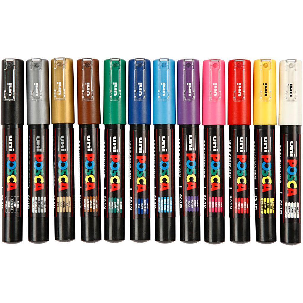 Rotulador Posca PC-1M colores surtidos punta extra fina línea 0.7 mm — 12 ud (1 pack)