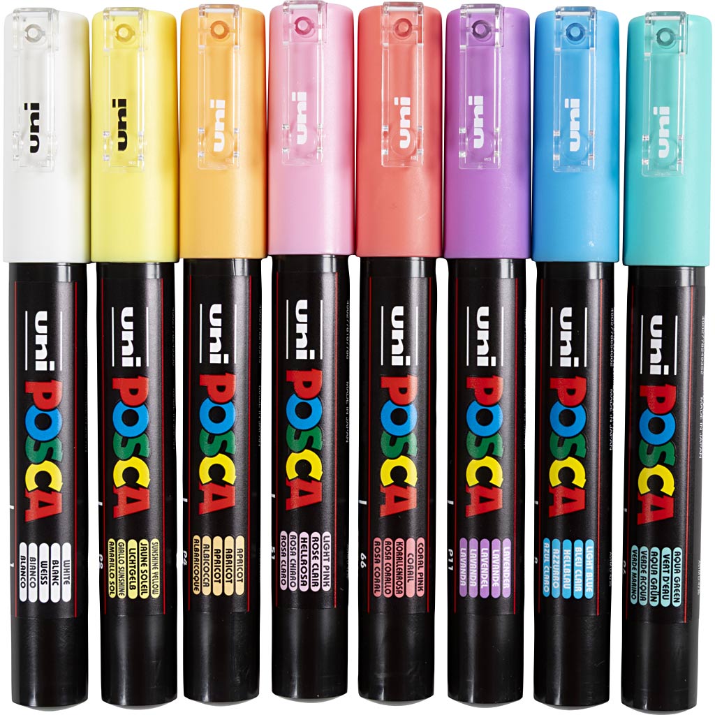 Rotulador Posca PC-1M punta extra fina línea 0.7 mm — 8 ud (1 pack)