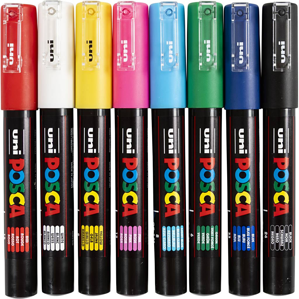 Rotulador Posca PC-1M punta extra fina línea 0.7 mm — 8 ud (1 pack)