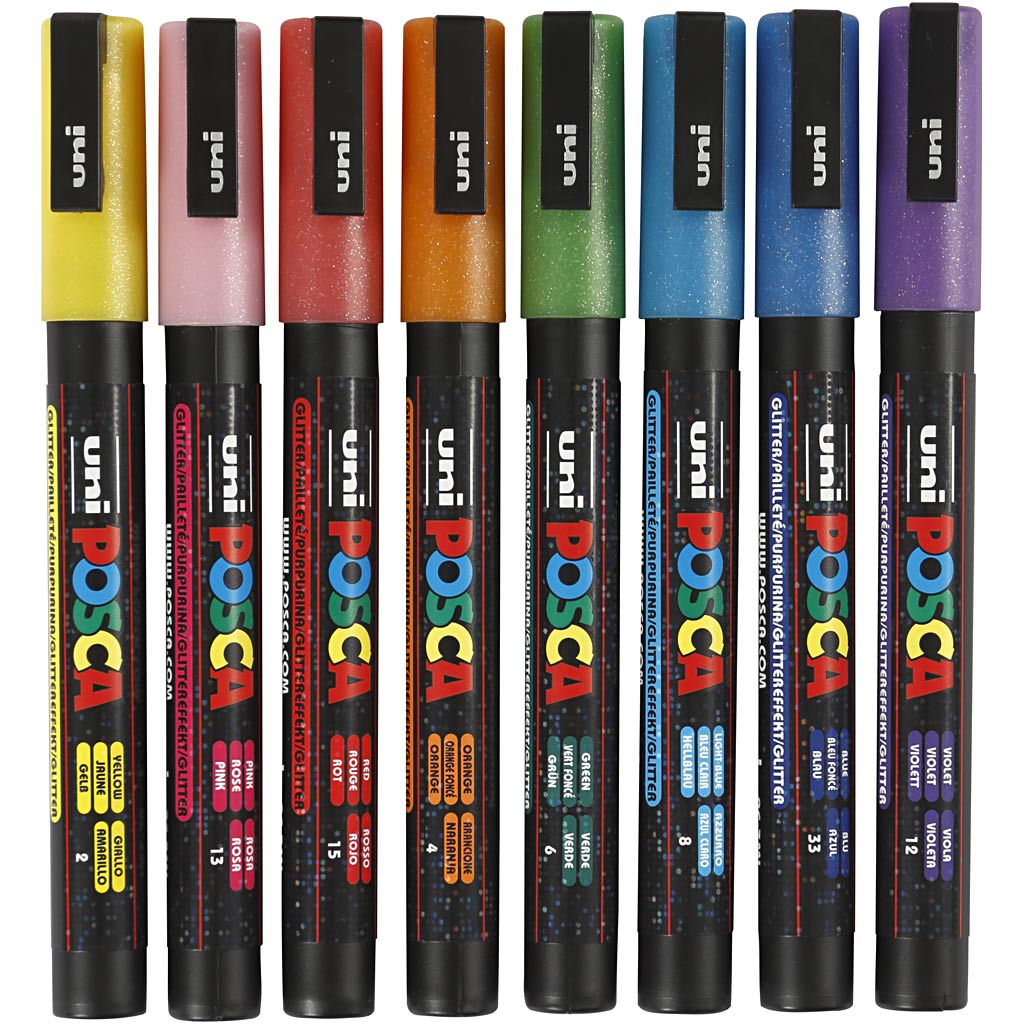 Rotulador Posca PC-3ML con purpurina línea 0.9-1.3 mm — 8 ud (1 pack)