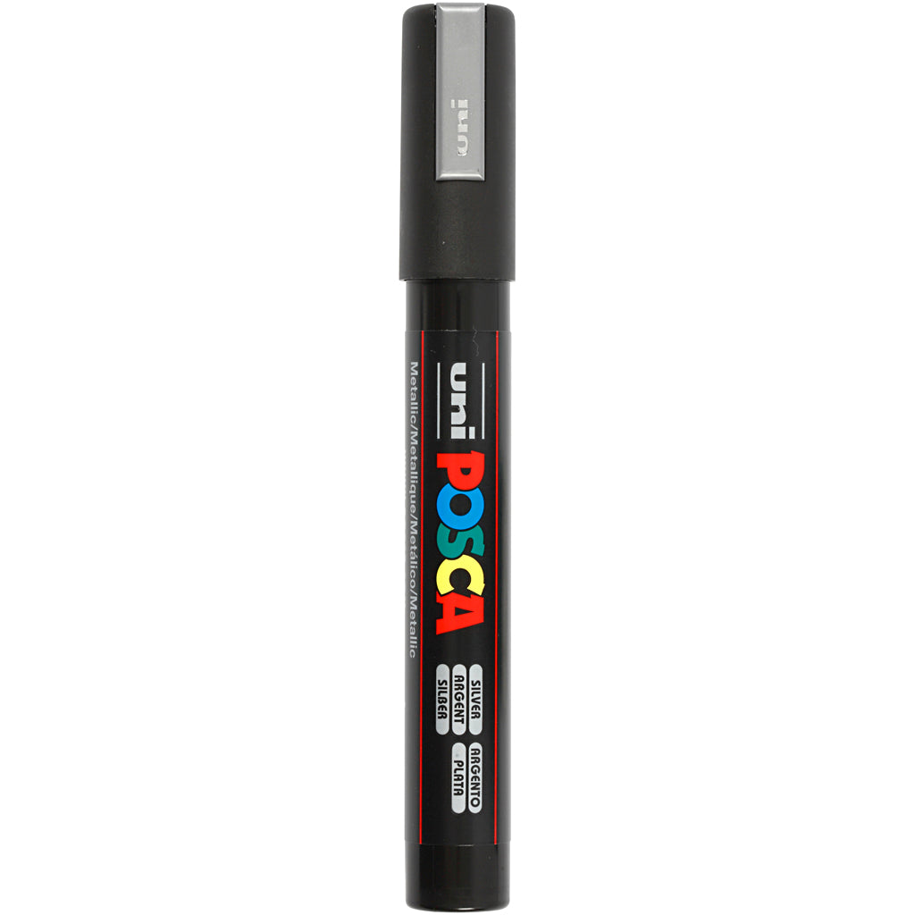 Rotulador Posca PC-5M plateado punta media línea 2.5 mm — 1 ud