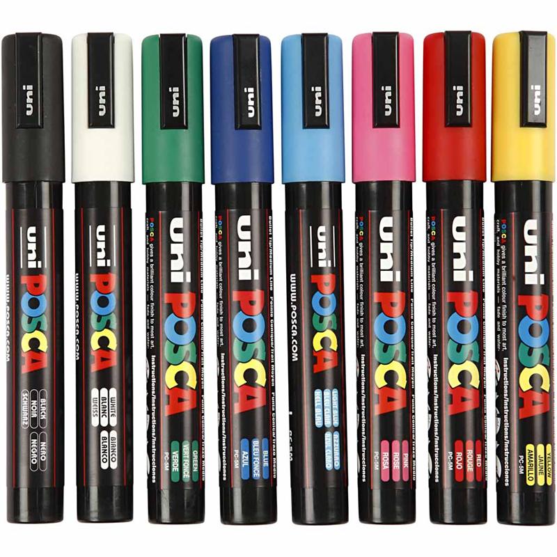 Rotulador Posca PC-5M colores surtidos punta media línea 2.5 mm — 8 ud (1 pack)