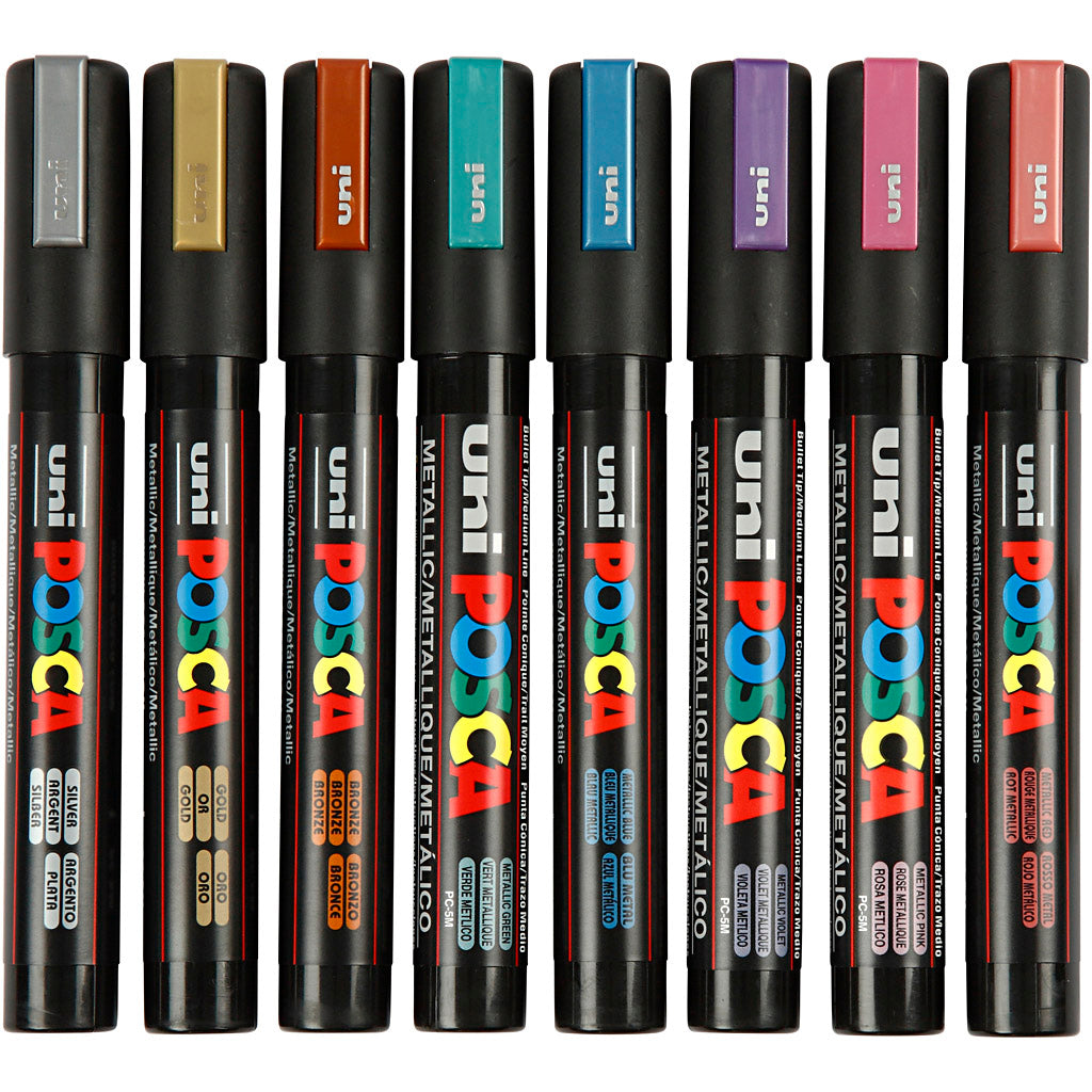 Rotulador Posca PC-5M metalizado punta media línea 2.5 mm — 8 ud (1 pack)