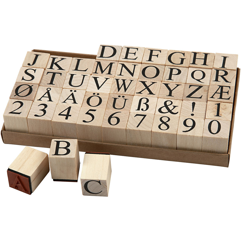 Set de sellos de madera 20x20 mm — 45 ud (1 pack)