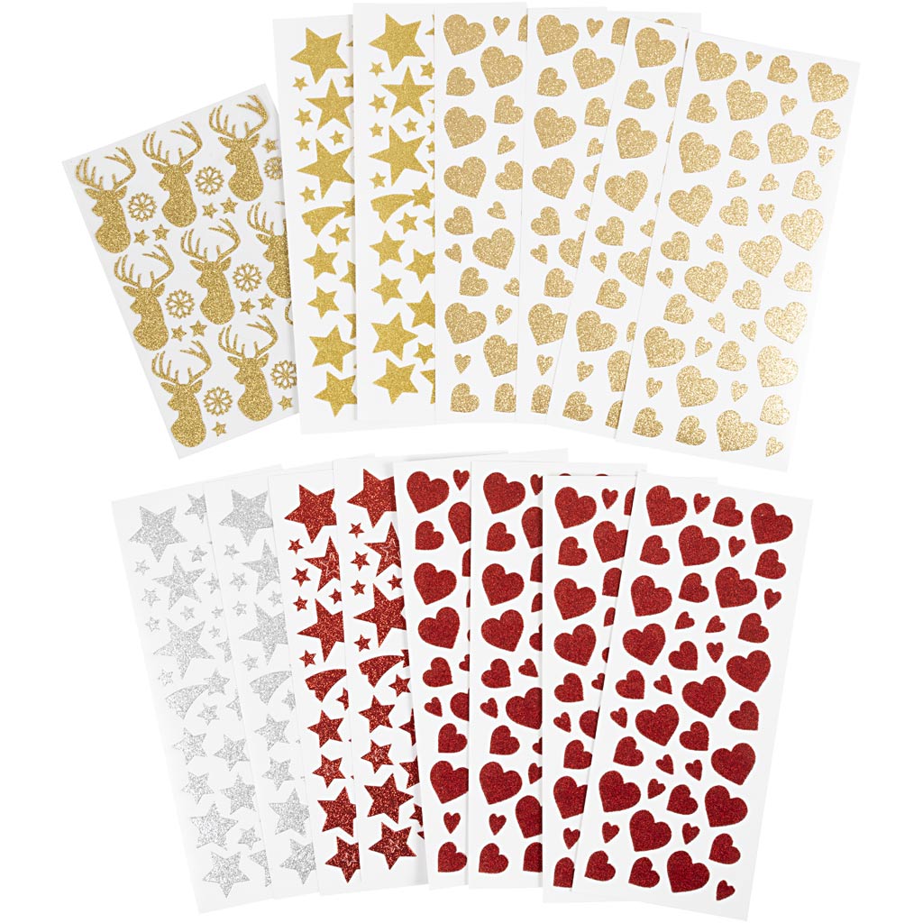 Pegatinas con purpurina — 8 hojas (1 pack)