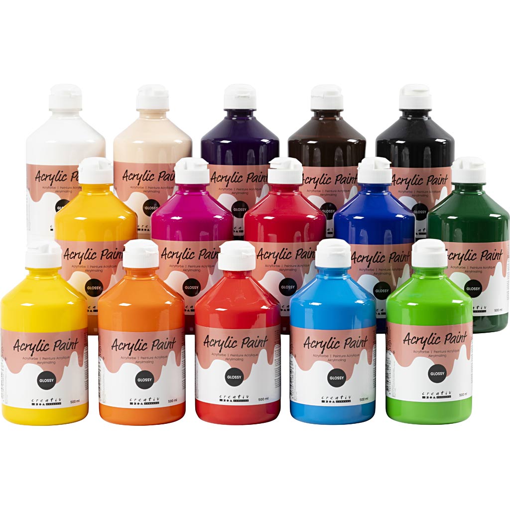 Pintura acrílica brillante colores surtidos 500 ml