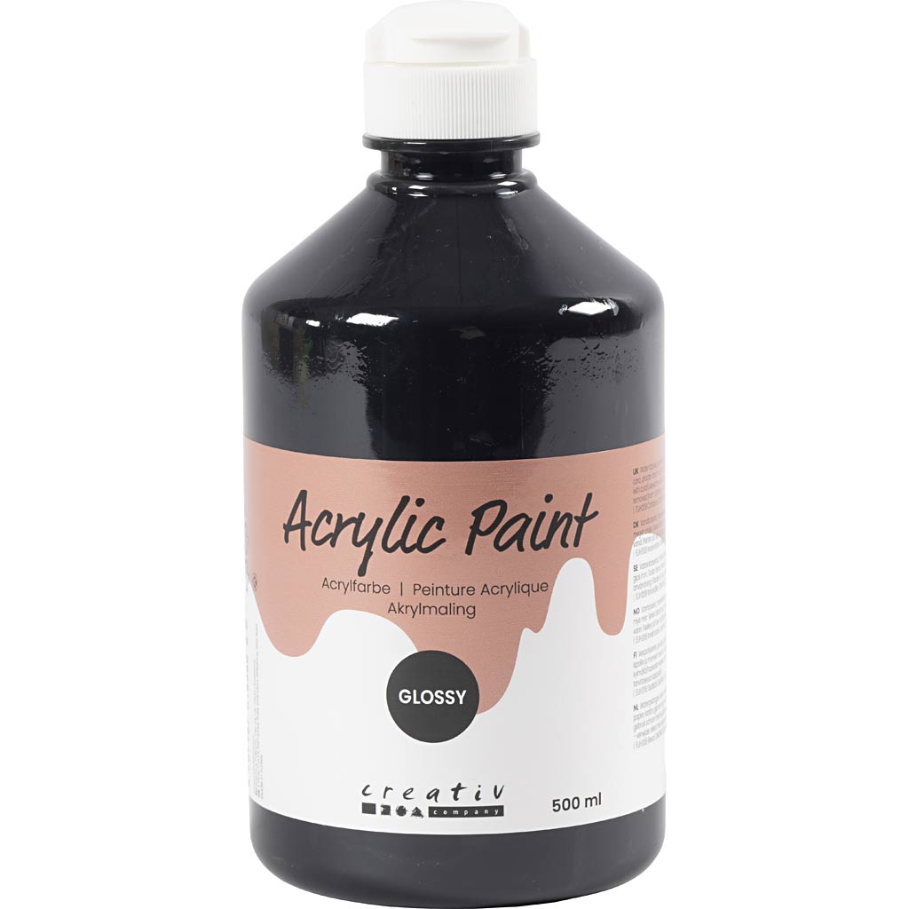 Pintura acrílica brillante negro 500 ml