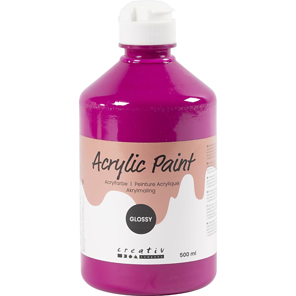 Pintura acrílica brillante rosa 500 ml