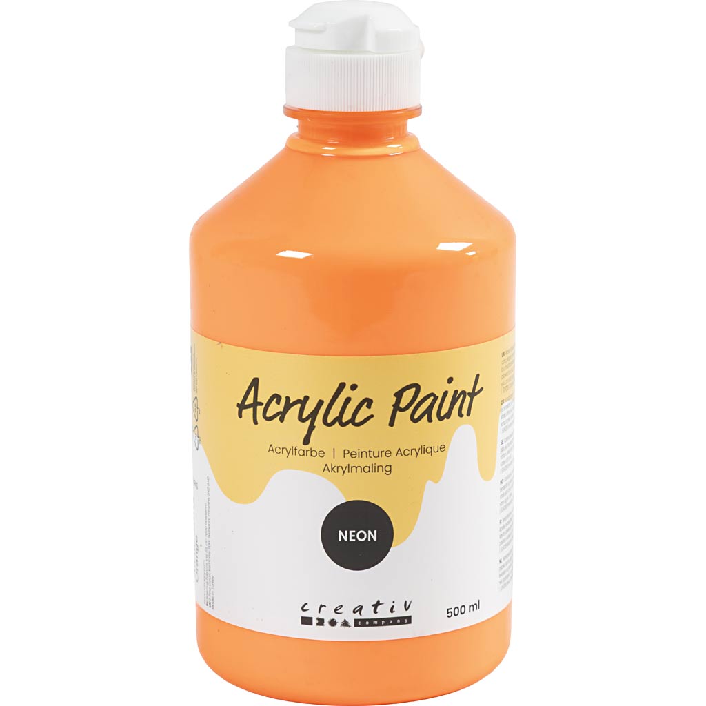 Pintura acrílica neón naranja 500 ml