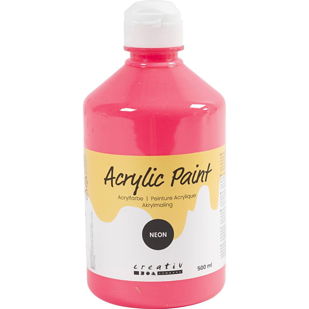 Pintura acrílica neón rosa 500 ml