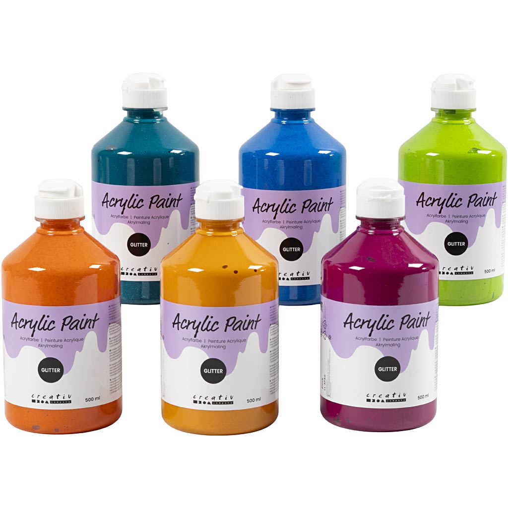 Pintura acrílica con purpurina colores surtidos 3000 ml