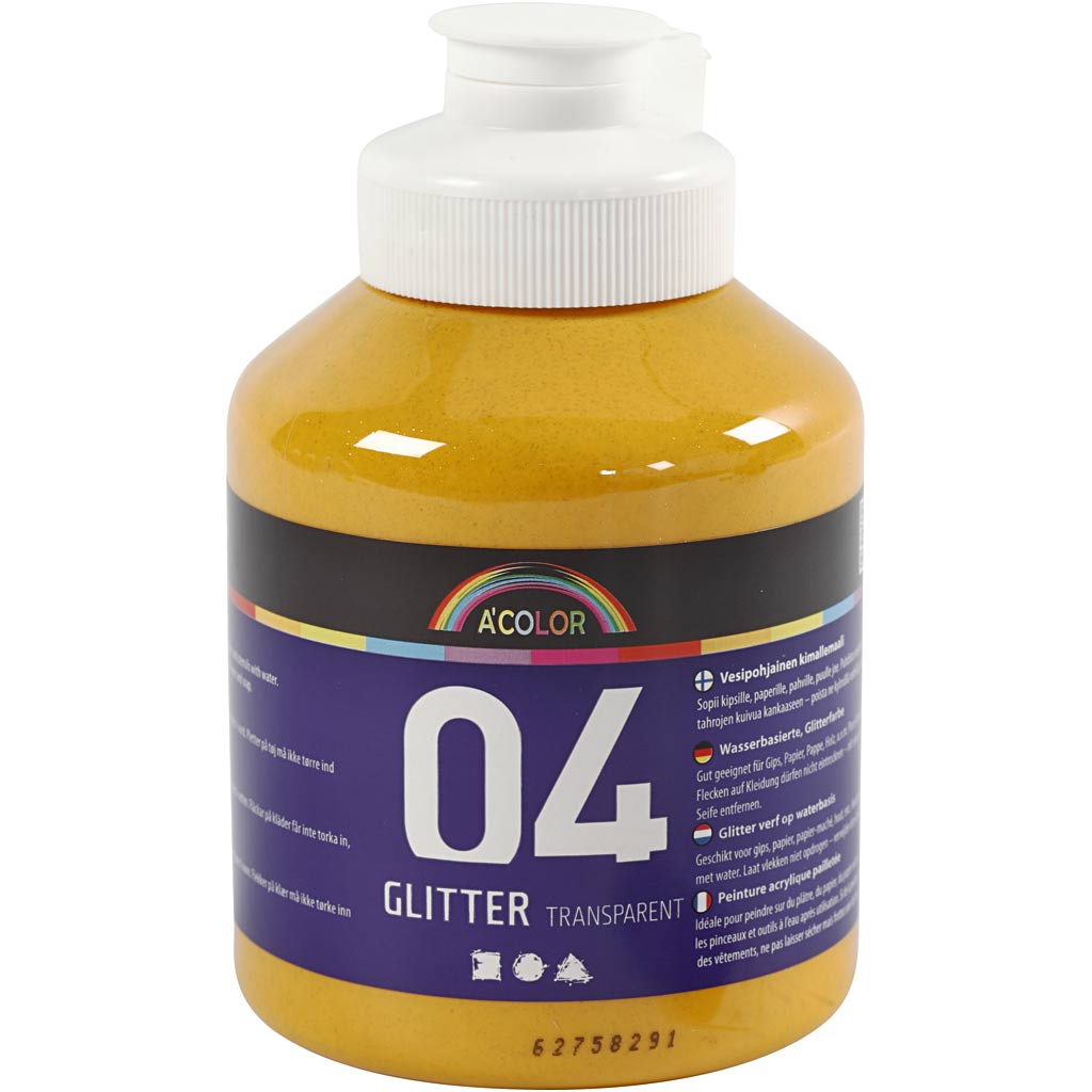Pintura acrílica con purpurina amarillo 500 ml