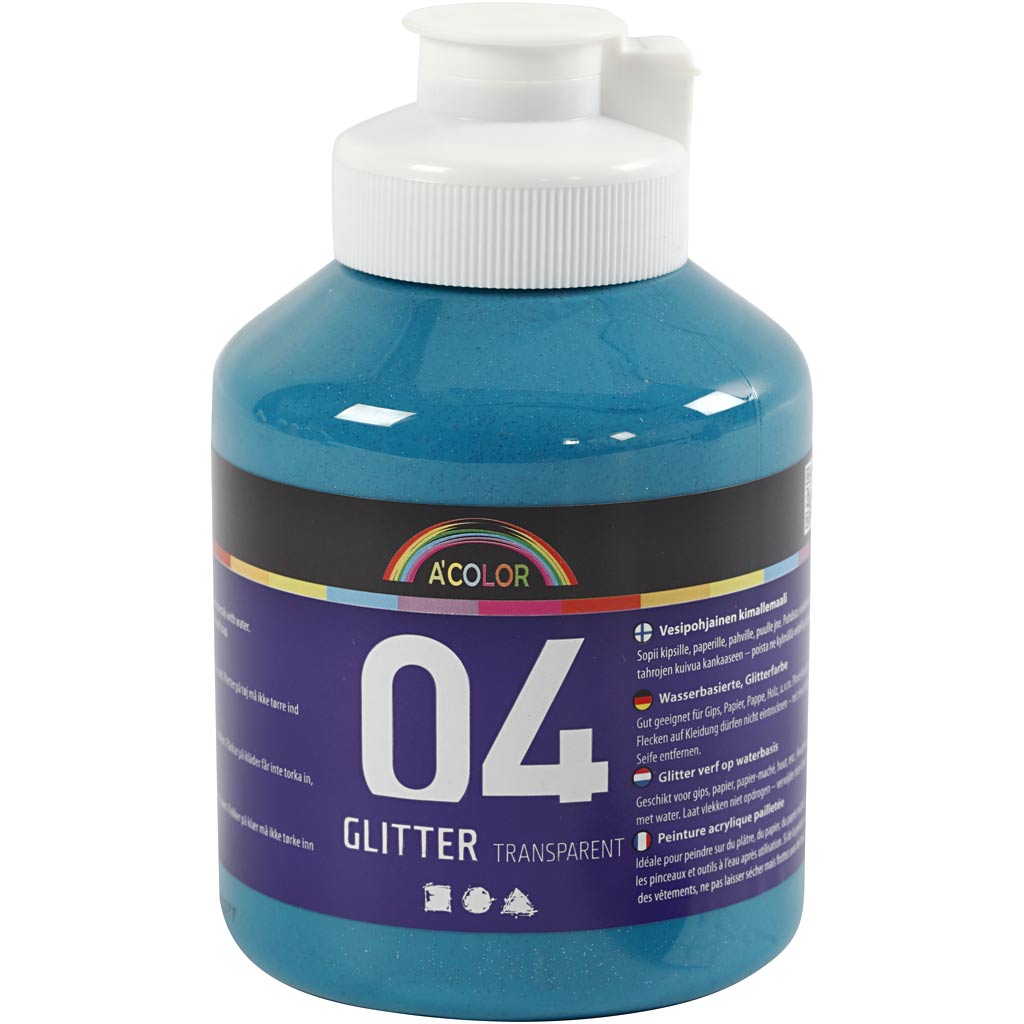 Pintura acrílica con purpurina turquesa 500 ml