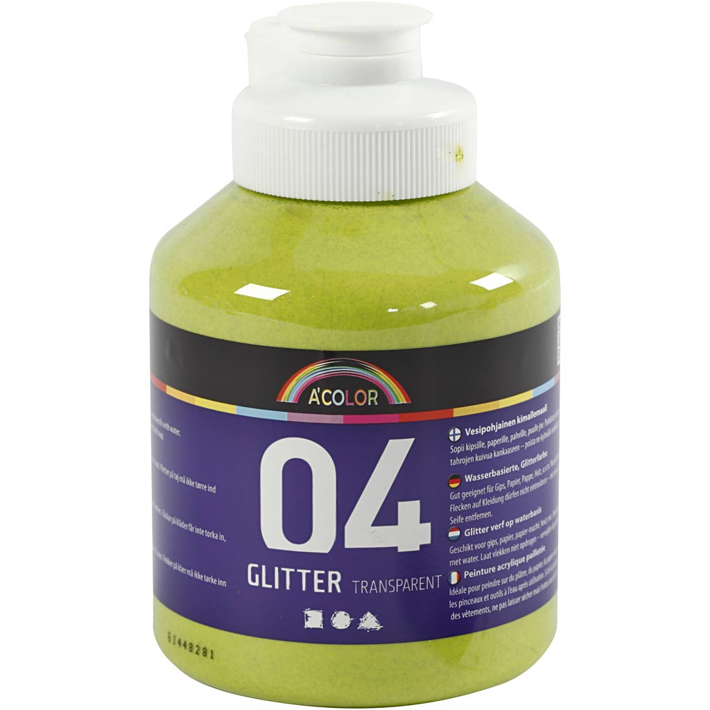 Pintura acrílica con purpurina verde 500 ml