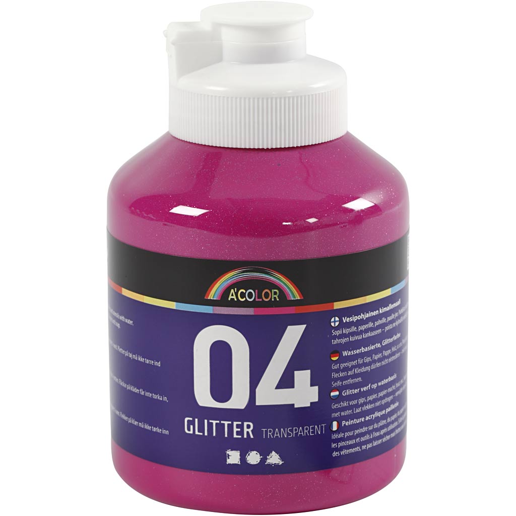 Pintura acrílica con purpurina rosa 500 ml