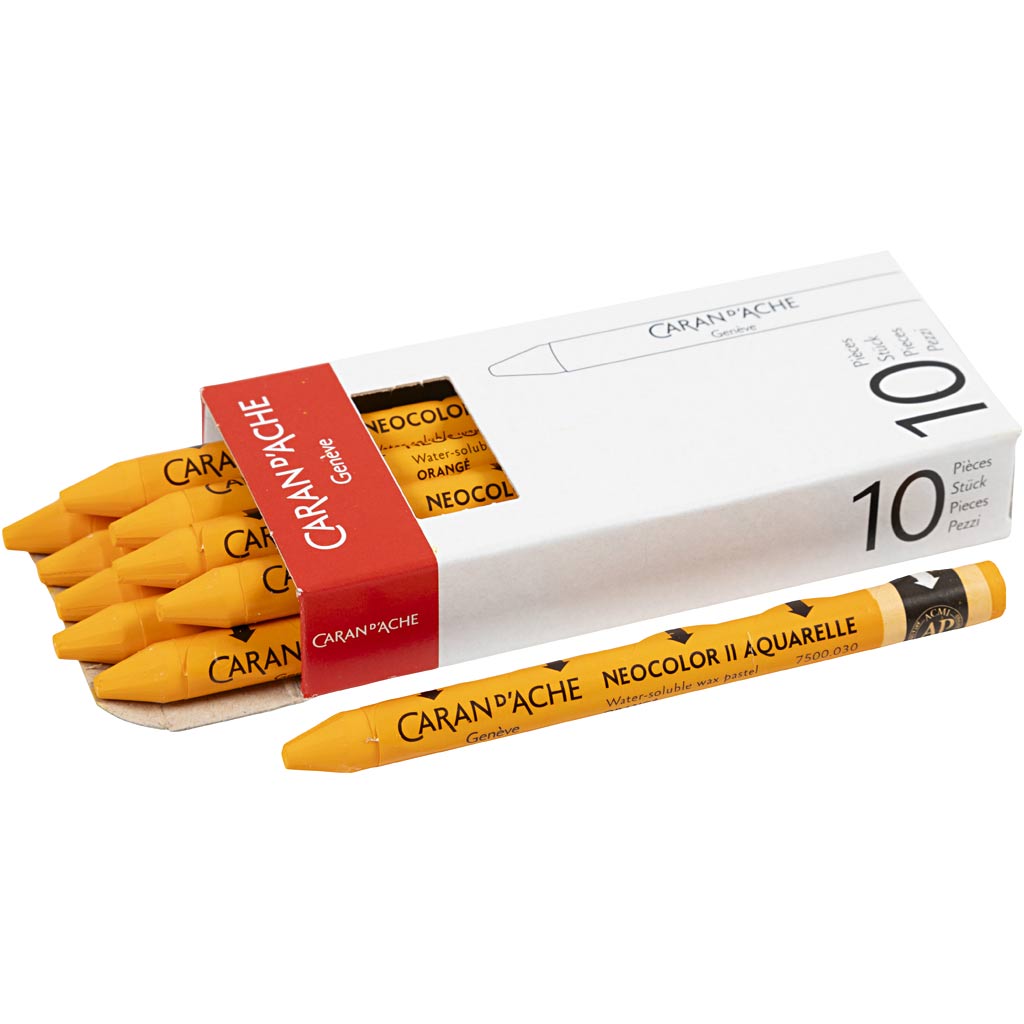 Ceras Caran d'Ache Neocolor II naranja L: 10 cm — 10 ud (1 pack)