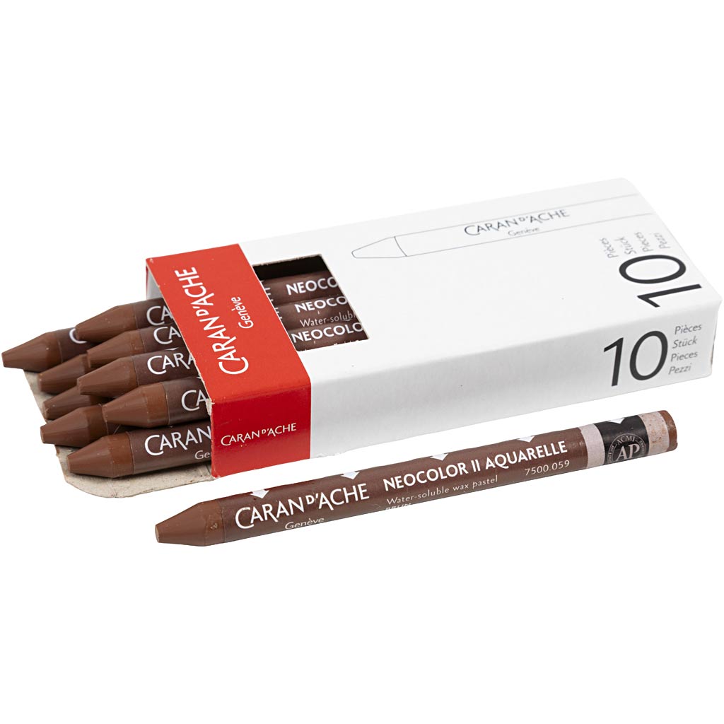 Ceras Caran d'Ache Neocolor II marrón L: 10 cm — 10 ud (1 pack)