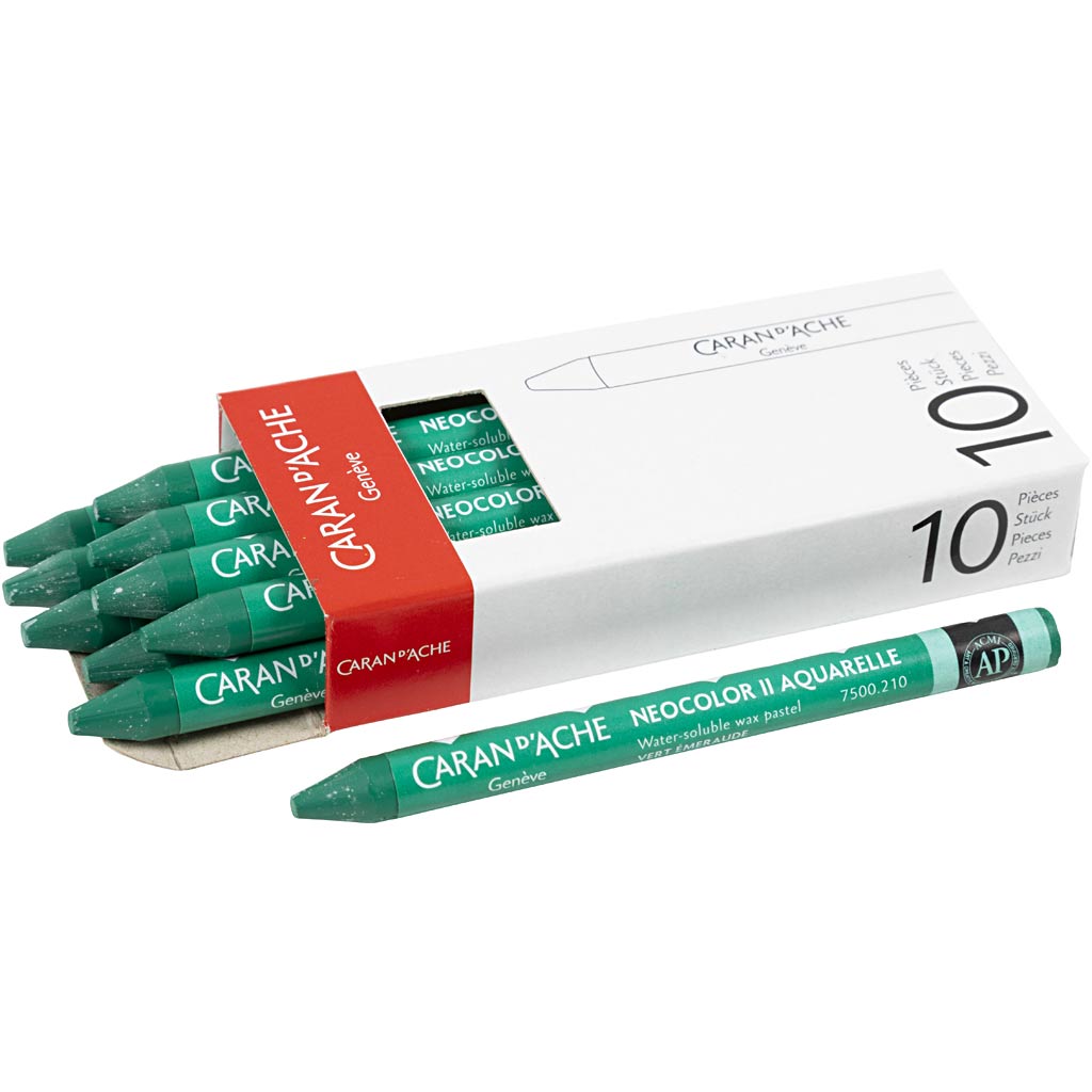 Ceras Caran d'Ache Neocolor II verde L: 10 cm — 10 ud (1 pack)