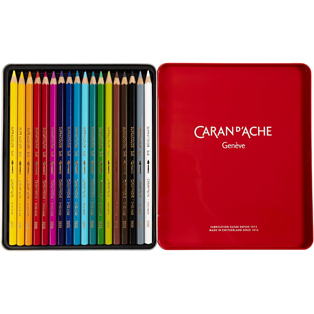 Lápices acuarelables Caran d'Ache Supracolor II colores surtidos L: 17 cm — 18 ud (1 pack)