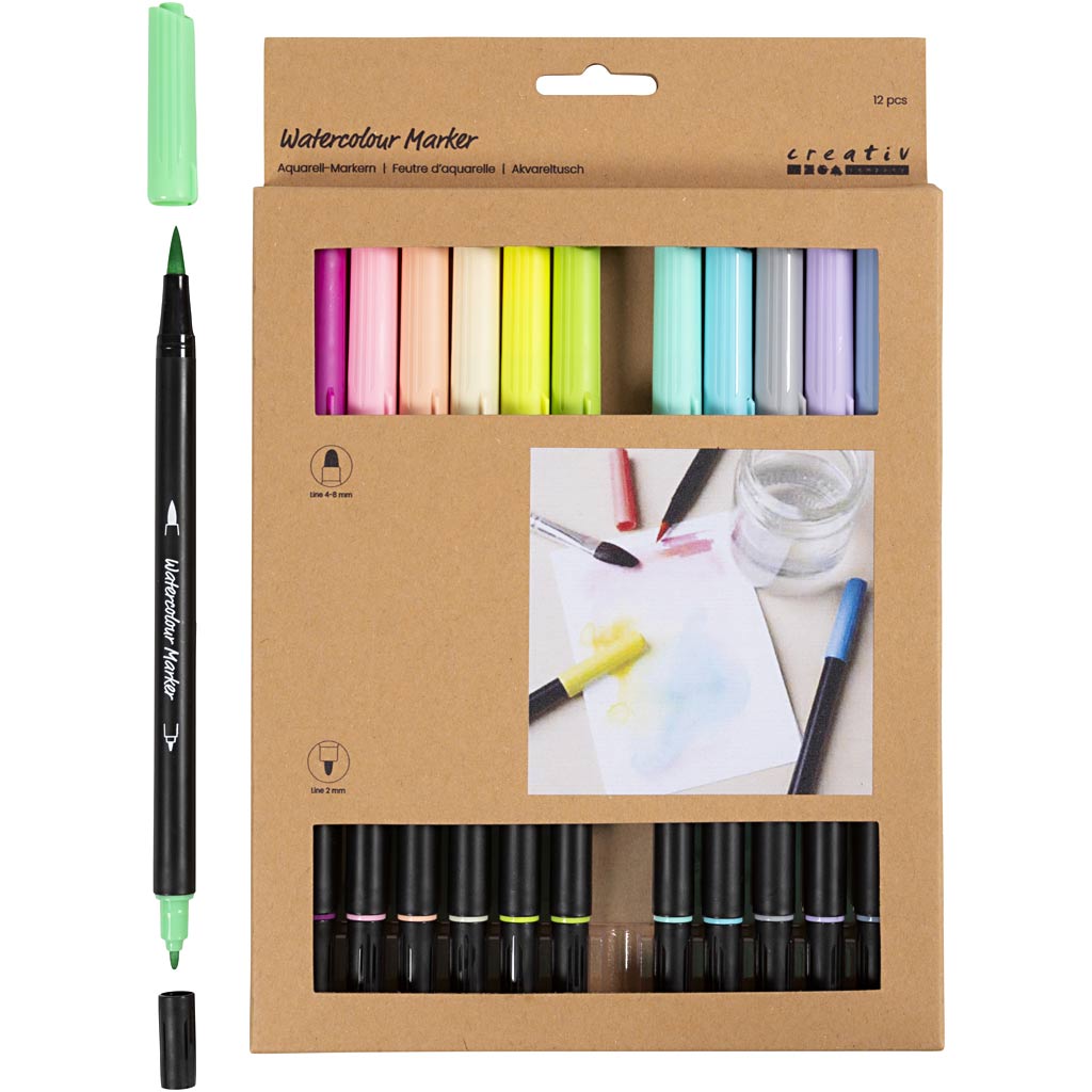 Rotulador acuarelable colores surtidos — 12 ud (1 pack)