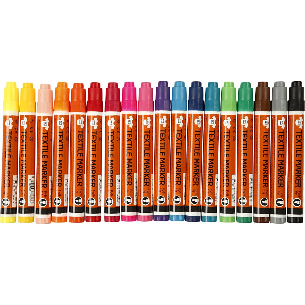 Rotuladores textiles colores surtidos línea 2-4 mm — 18 ud (1 pack)