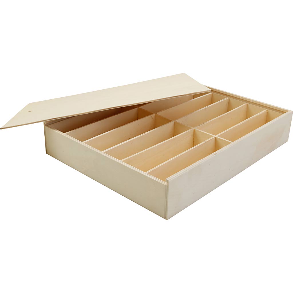 Caja de madera con tapa L: 32.5 cm