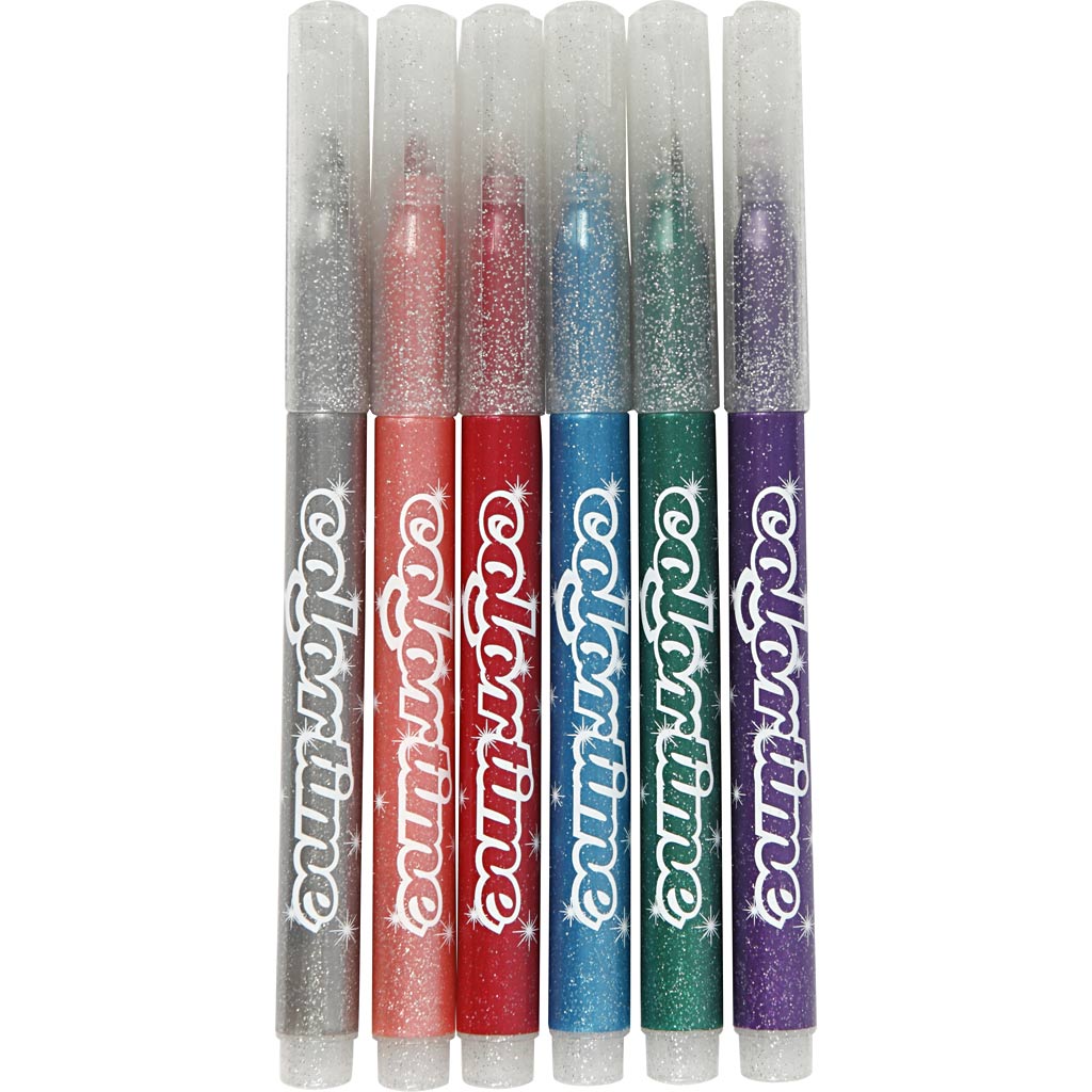 Rotulador Colortime con purpurina colores surtidos línea 2 mm — 6 ud (1 pack)