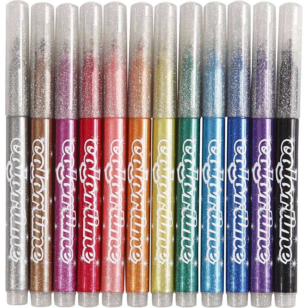 Rotulador Colortime con purpurina colores surtidos línea 2 mm — 12 ud (1 pack)