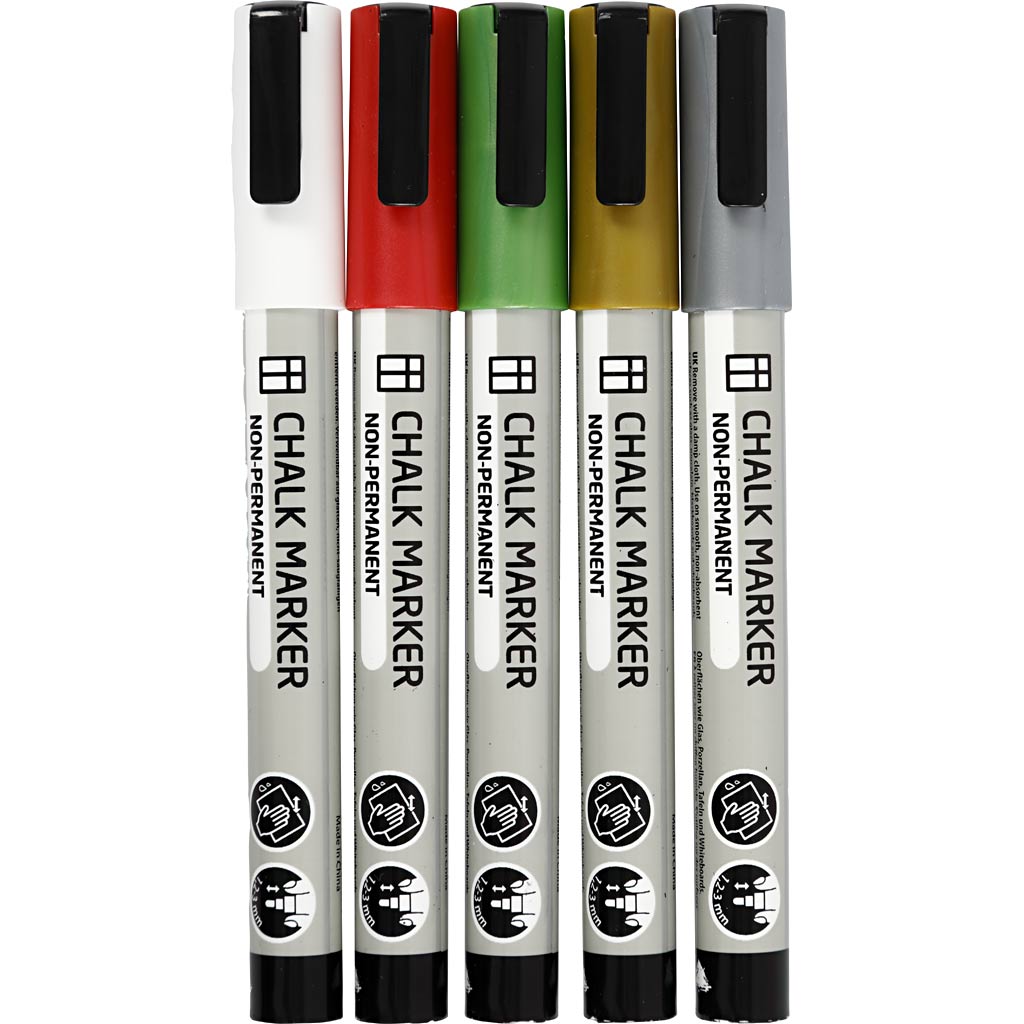 Rotuladores tiza líquida metalizado línea 1.2-3 mm — 5 ud (1 pack)