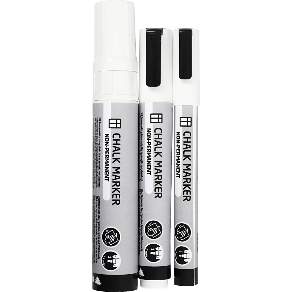 Rotuladores tiza líquida blanco — 3 ud (1 pack)