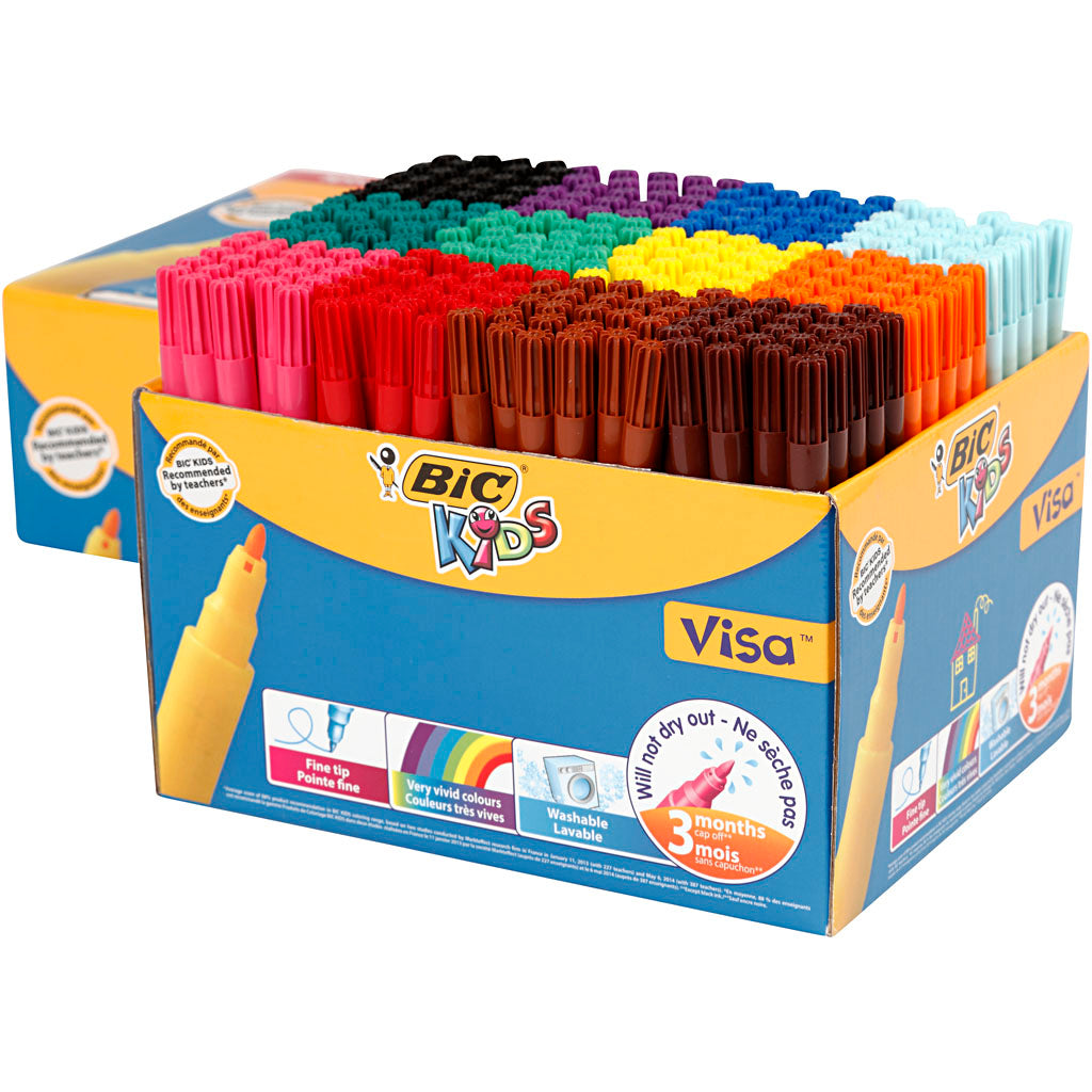 Rotulador BIC Visa Fino colores surtidos punta fina línea 1.6 mm — 12x24 ud (1 pack)