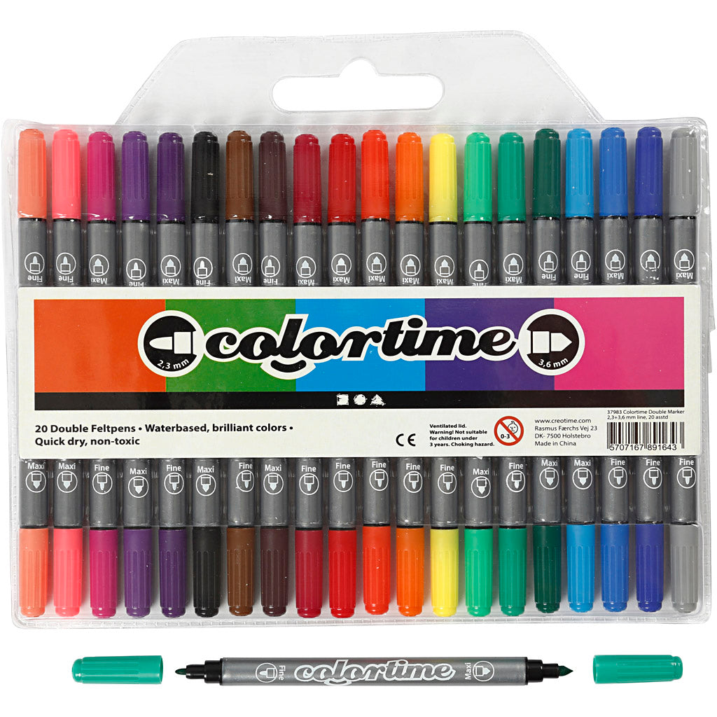 Rotulador Colortime de doble punta — 20 ud (1 pack)