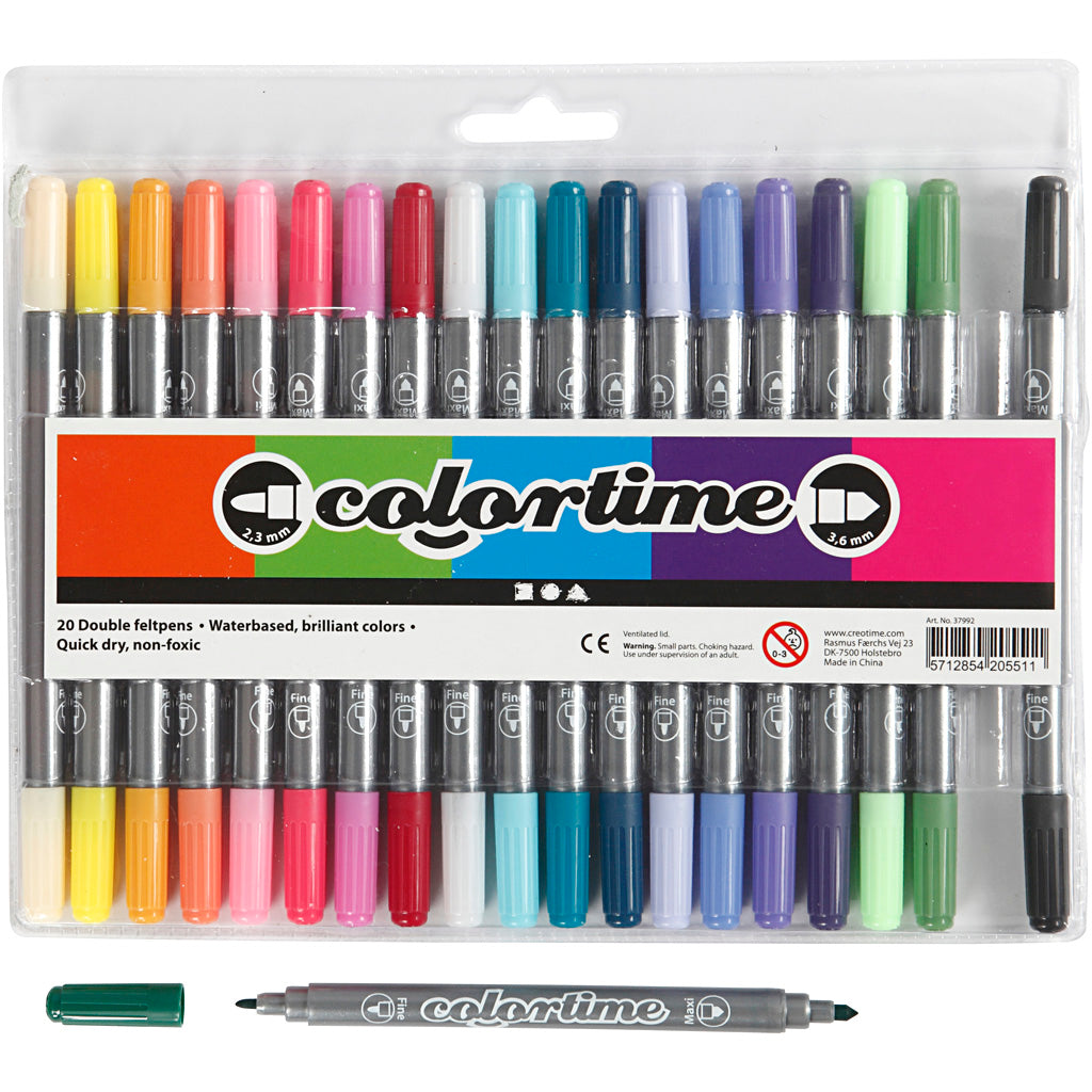 Rotulador Colortime de doble punta — 20 ud (1 pack)