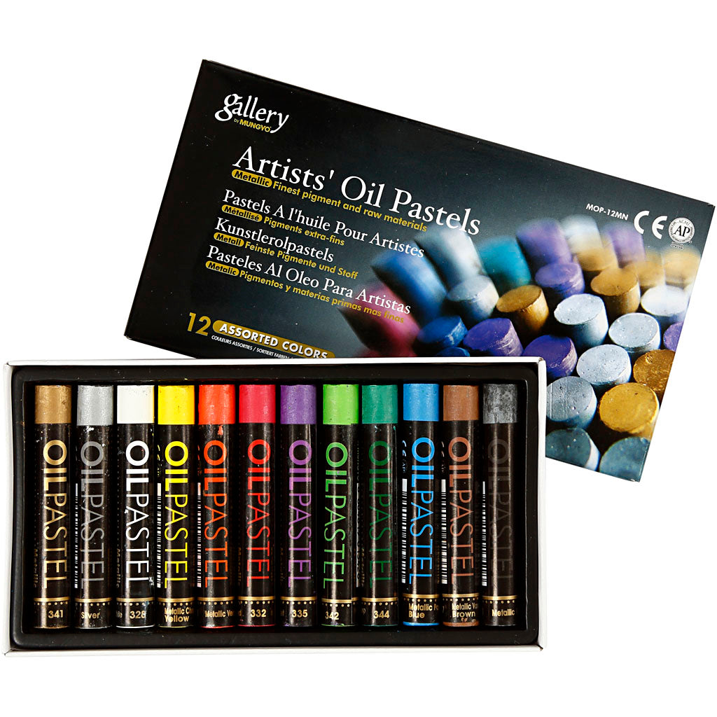 Pasteles al óleo Gallery metalizado L: 7 cm — 12 ud (1 pack)